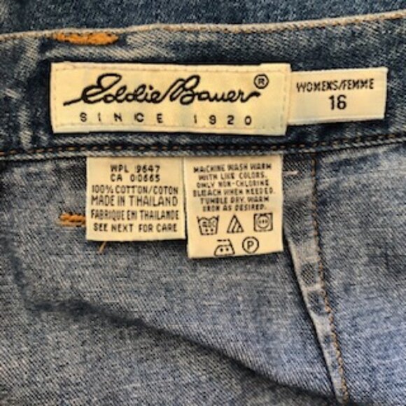 Vintage Eddie Bauer Blue Denim Jean Skirt Rockabilly Zip Button 16 Women's - Picture 4 of 4
